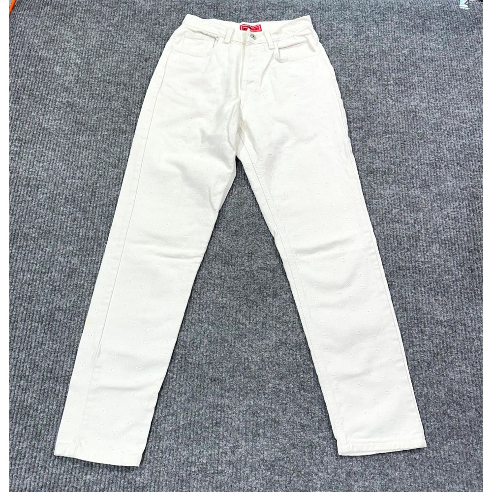 Vintage Gap Jeans Women 6 Denim High Rise Straight Leg Floral Embroidered Eyelet